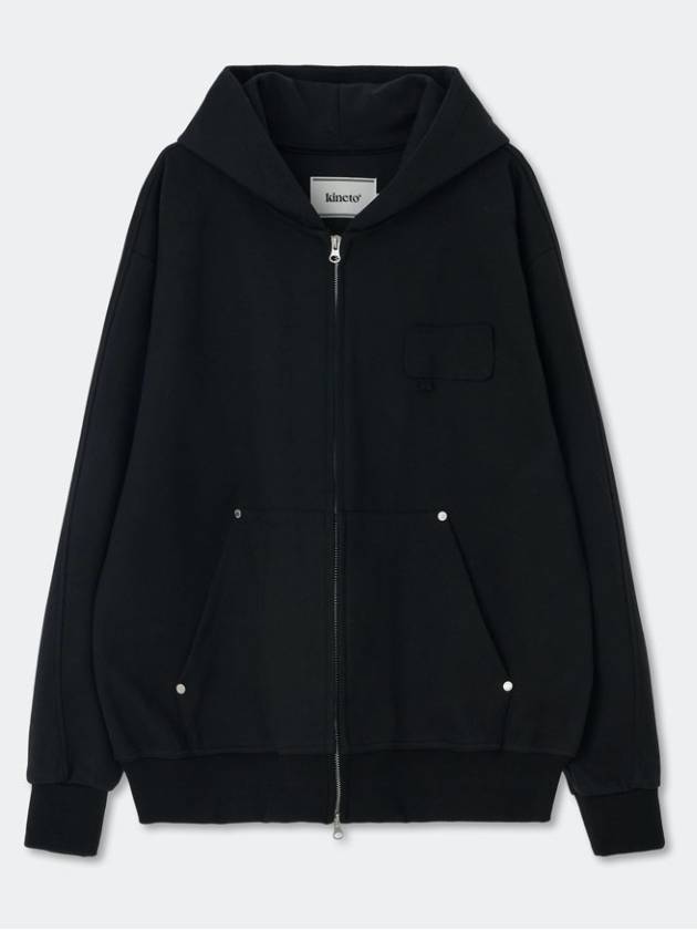 Round Patch Hoodie Zip UpBlack - KINETO - BALAAN 3