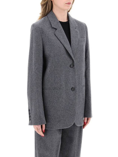 Grey Single-Breasted Jacket With Notched Revers In Wool Blend Woman - TOTEME - BALAAN 2