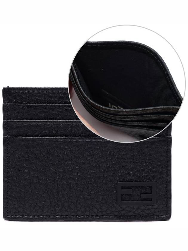 Baguette FF Logo 3-fold Card Wallet Black - FENDI - BALAAN.