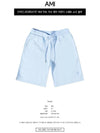 Men's Small Heart Logo Drawstring Shorts Sky Blue - AMI - BALAAN 3