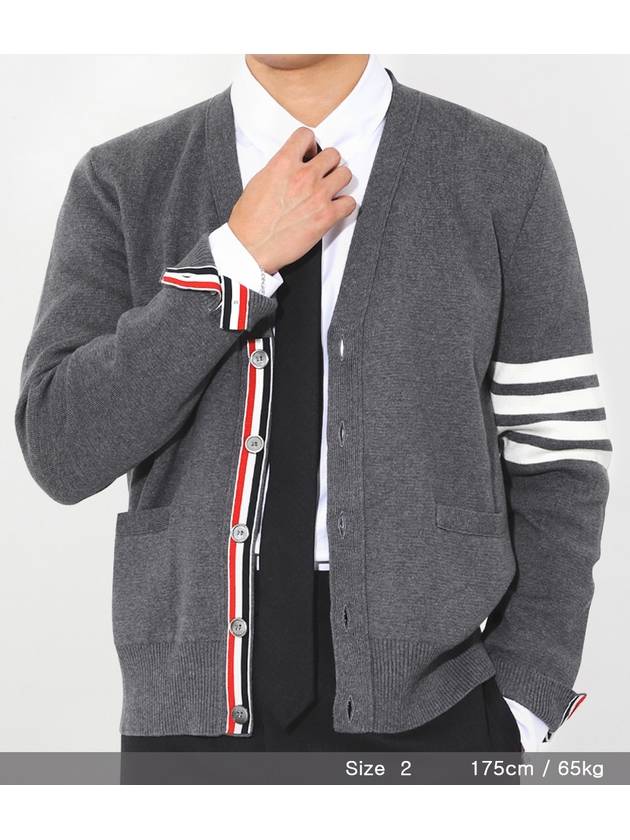 Milano Stitch 4-Bar Cardigan Medium Grey - THOM BROWNE - BALAAN 12