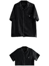 Logo Stitch Detail Silk Short Sleeve Shirt Black - PRADA - BALAAN 4