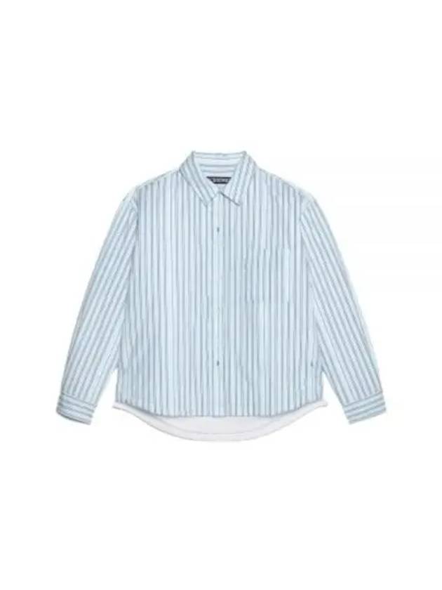 La Chemise Boulanger Striped Cotton Long Sleeve Shirt Blue - JACQUEMUS - BALAAN 2