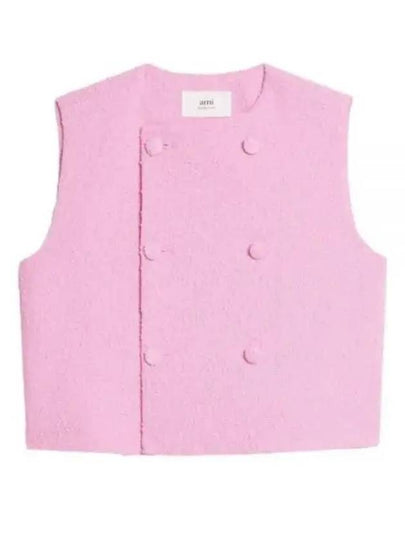 Bouclé Blazer Sleeveless Pink - AMI - BALAAN 2