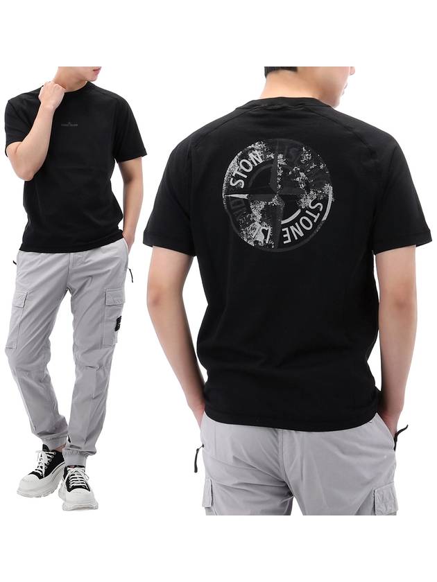 Logo Crew Neck Short Sleeve T-Shirt Black - STONE ISLAND - BALAAN 2