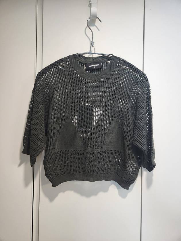 Olive Cropped Net Sweater - DSQUARED2 - BALAAN 1