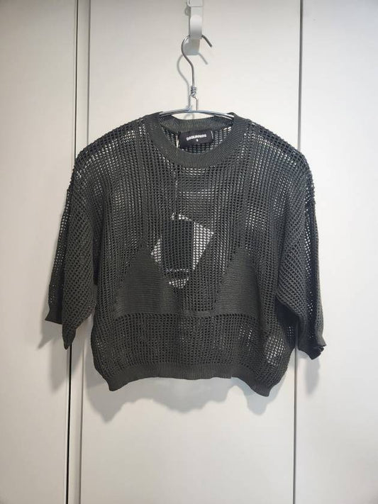 Olive Cropped Net Sweater - DSQUARED2 - BALAAN 1