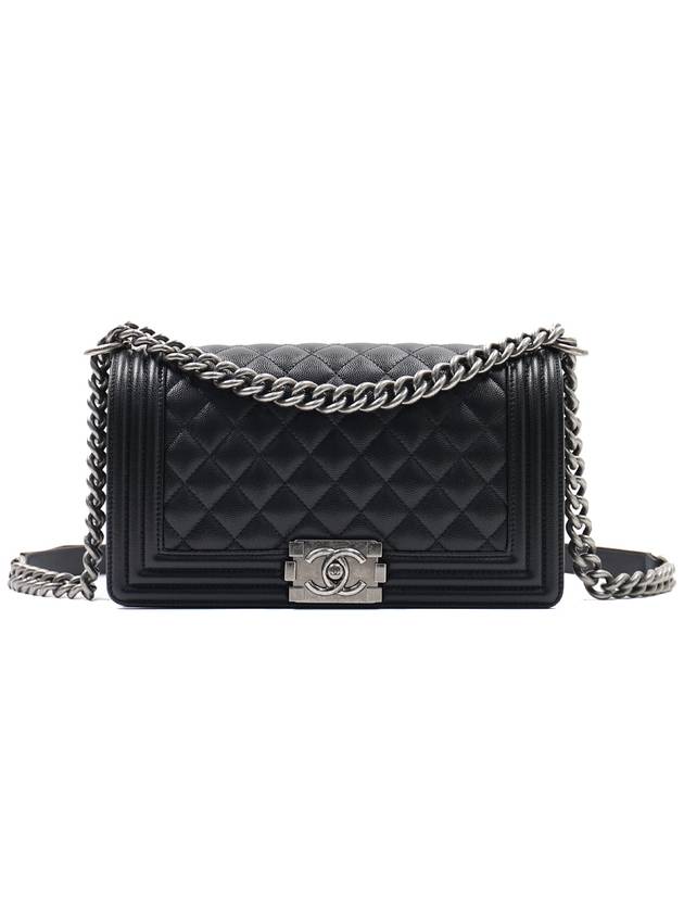 Boy Medium Caviar Cross Bag Ruthenium Metal Black - CHANEL - BALAAN 2