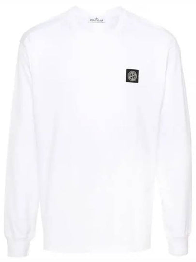 Logo Patch Cotton Jersey Long Sleeve T-Shirt White - STONE ISLAND - BALAAN 2