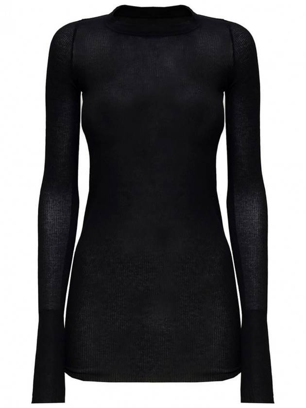 Low Cut Ribbed Knit Top Black - RICK OWENS - BALAAN 1