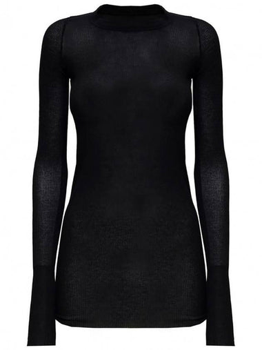 Low Cut Ribbed Knit Top Black - RICK OWENS - BALAAN 1