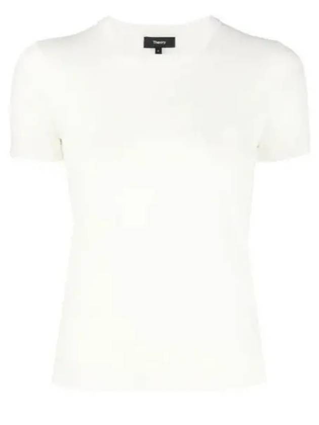 Women's Regal Wool Slim Crew Neck Short Sleeve T-Shirt Ivory - THEORY - BALAAN 2