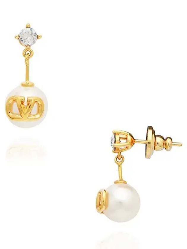 V Logo Signature Earrings Gold - VALENTINO - BALAAN 6