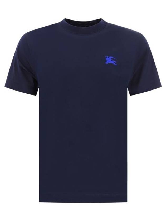 Embroidered Logo Short Sleeve T-Shirt Blue - BURBERRY - BALAAN 1