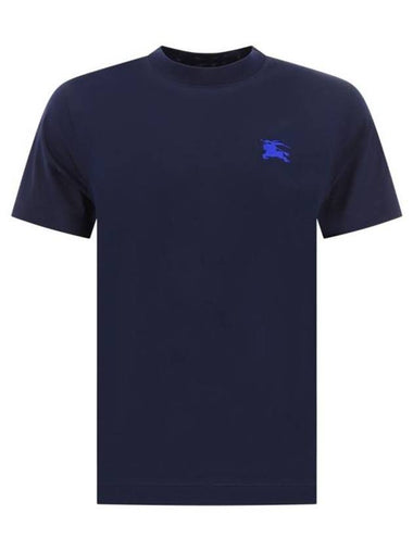 Embroidered Logo Short Sleeve T-Shirt Blue - BURBERRY - BALAAN 1