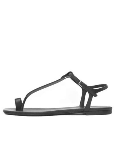 Women's Toe Ring Detail Leather Sandals Black - BURBERRY - BALAAN 2