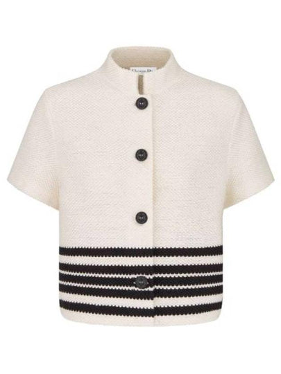 Mariniere Cotton Knit Short Sleeve Jacket Black White - DIOR - BALAAN 2