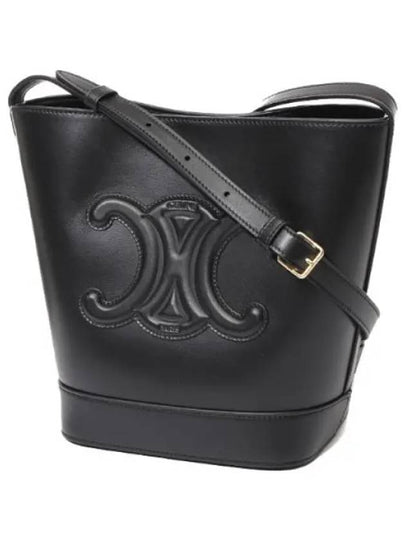 Cuir Triomphe Calfskin Small Bucket Bag Black - CELINE - BALAAN 2