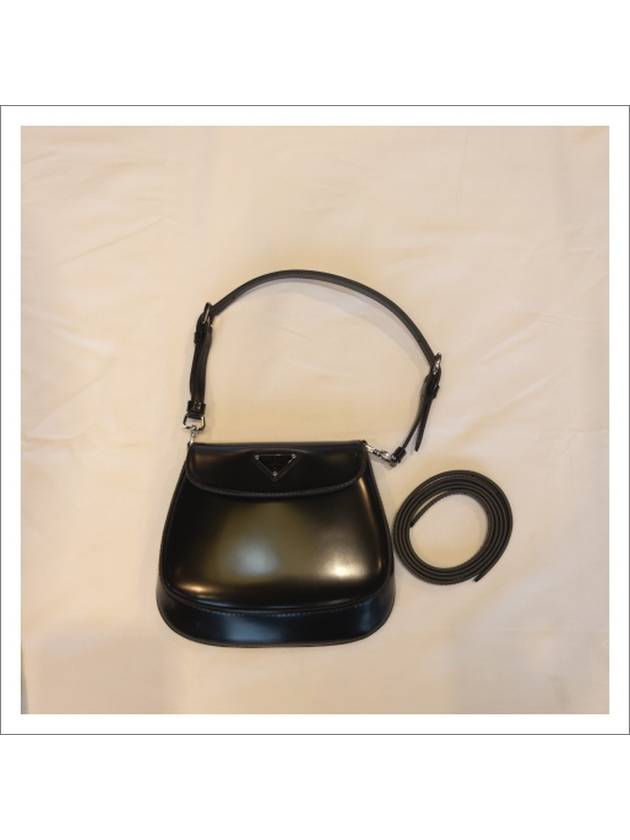 Cleo Brushed Leather Mini Shoulder Bag Black - PRADA - BALAAN 8