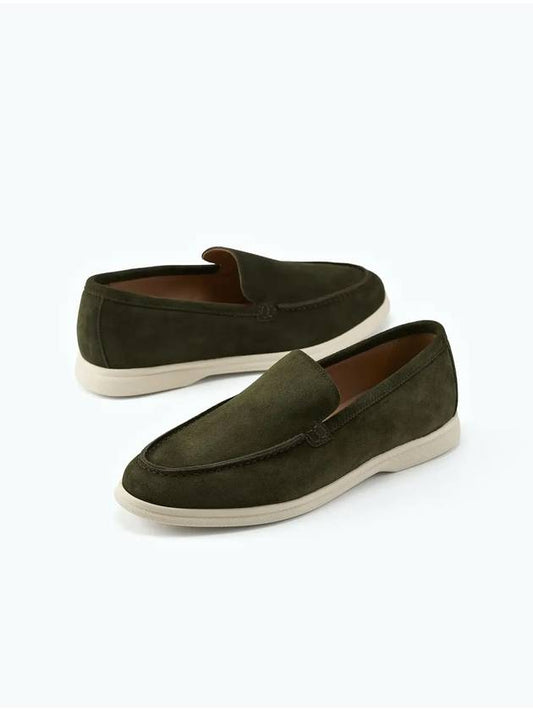 Mont-Amier Suede Cowhide Women's Loafers Green B3FS013GR 2cm - BUNNYMONAMOUR - BALAAN 2