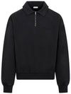 Logo Half Zip-up Oversized Long Sleeve Polo Shirt Black - DIOR - BALAAN 2