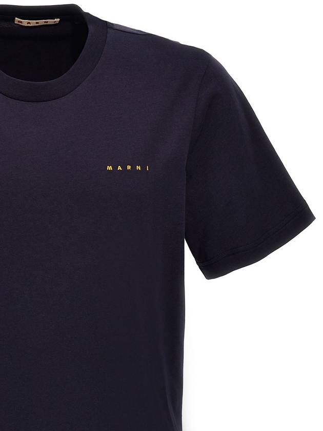 Logo Cotton Short Sleeve T-Shirt Midnight Blue - MARNI - BALAAN 4