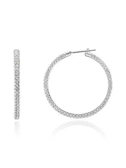 Dextera Hoop Pave Large Earrings Silver - SWAROVSKI - BALAAN 2