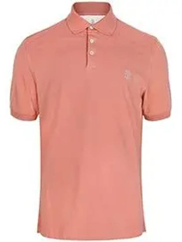 Logo Short Sleeve Polo Shirt Peach Pink - BRUNELLO CUCINELLI - BALAAN 6