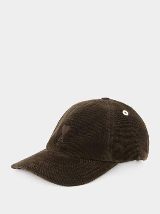 De Coeur Tone-On-Tone Embroidery Corduroy Ball Cap Dark Coffee - AMI - BALAAN 1