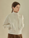 Women's Embossed High Neck Bomber Jacket Ivory - ARIFF - BALAAN 3