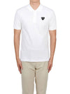 Men's Black Heart Waffen Short Sleeve Polo Shirt White - COMME DES GARCONS - BALAAN 2