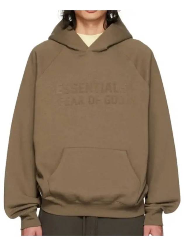 Essential Raglan Kangaroo Pocket Knit Logo Patch Hoodie - FEAR OF GOD ESSENTIALS - BALAAN 1