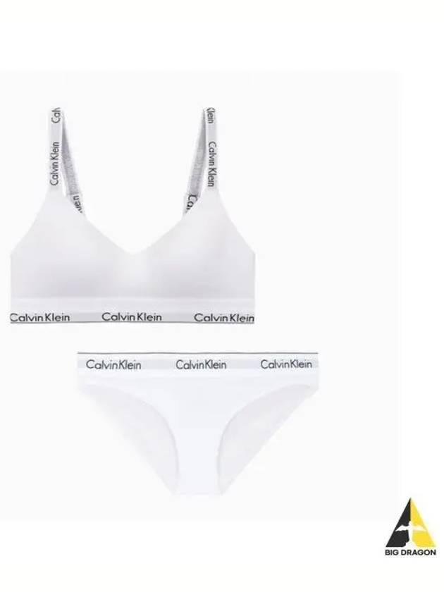 UNDERWEAR Women s Modern Cotton Hook Eye Bralette Set White - CALVIN KLEIN - BALAAN 1