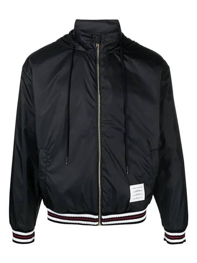 Logo Patch Ripstop Track Jacket Navy - THOM BROWNE - BALAAN 2