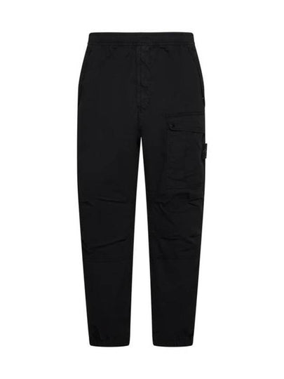 Logo Twill Cotton Cargo Track Pants Black - STONE ISLAND - BALAAN 2