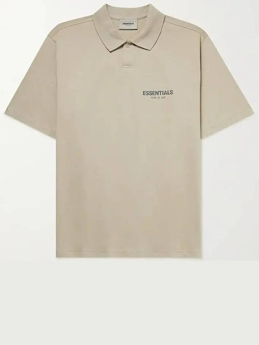 Fear of God Essentials Logo Print Beige Cotton Polo Short Sleeve Shirt - FEAR OF GOD ESSENTIALS - BALAAN 1