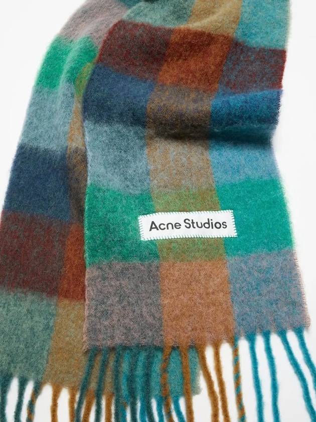 Check Mohair Muffler Turquoise Camel Blue - ACNE STUDIOS - BALAAN 3