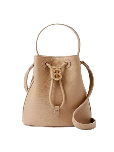 Logo Leather Mini Bucket Bag Beige - BURBERRY - BALAAN 1