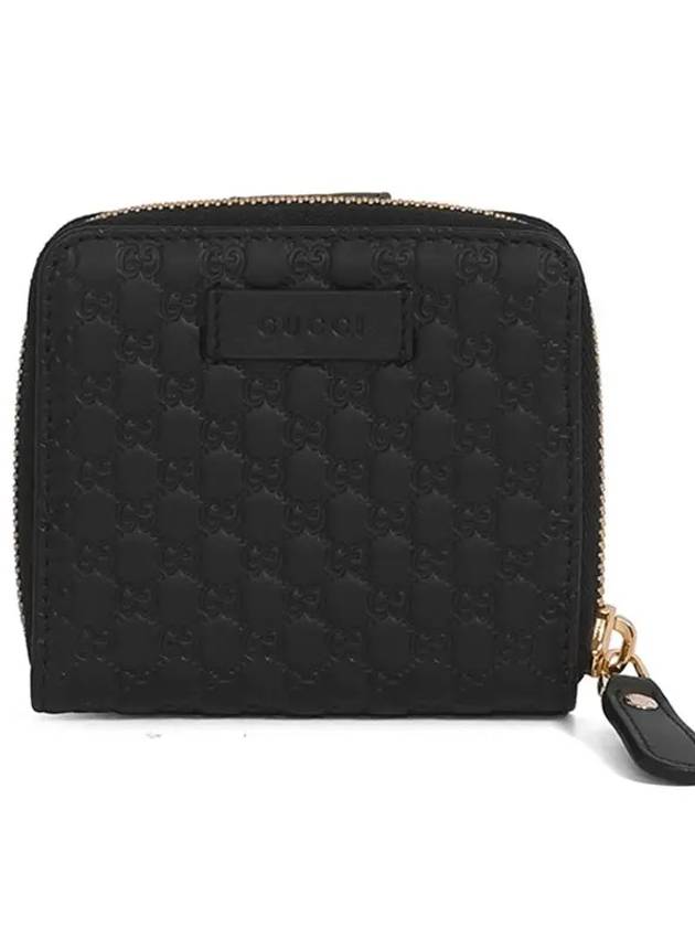 GG Micro Ssima Zipper Half Wallet Black - GUCCI - BALAAN 3