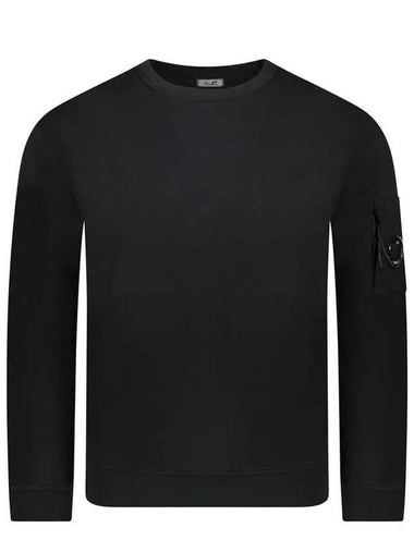 Light Fleece Crew Neck Sweatshirt Black - CP COMPANY - BALAAN 1