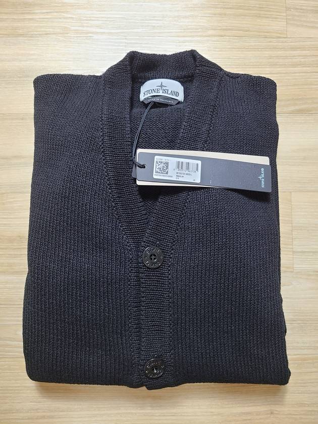 Wappen V Neck Cotton Knit Cardigan Black - STONE ISLAND - BALAAN 3