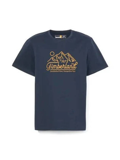 Men's Mountain Logo Graphic Short Sleeve T-Shirt Lemon Navy - TIMBERLAND - BALAAN 2