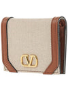 V Logo Signature Half Wallet Natural Brown - VALENTINO - BALAAN 3