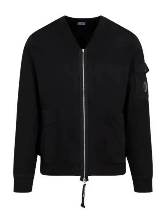 Men's Logo Patch Zip-Up Jacket Black - CP COMPANY - BALAAN 2