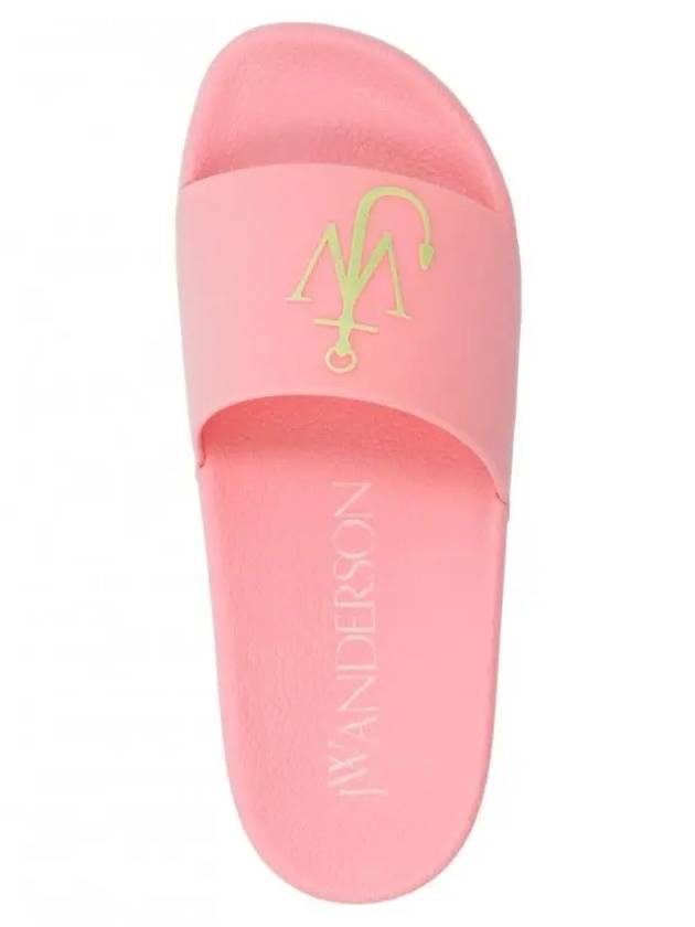 Women's Logo Slide Leather Slippers Pink - JW ANDERSON - BALAAN 3