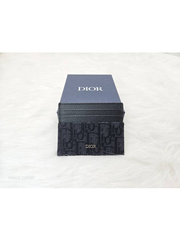 Oblique Jacquard Grain Leather Card Wallet Black - DIOR - BALAAN 2