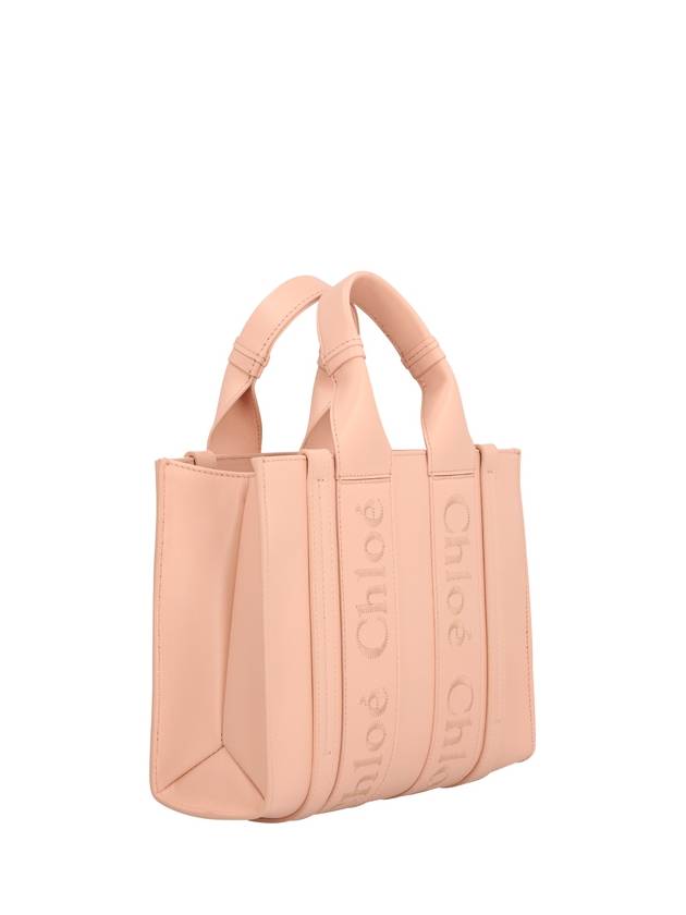 Woody Small Leather Tote Bag Cement Pink - CHLOE - BALAAN 3