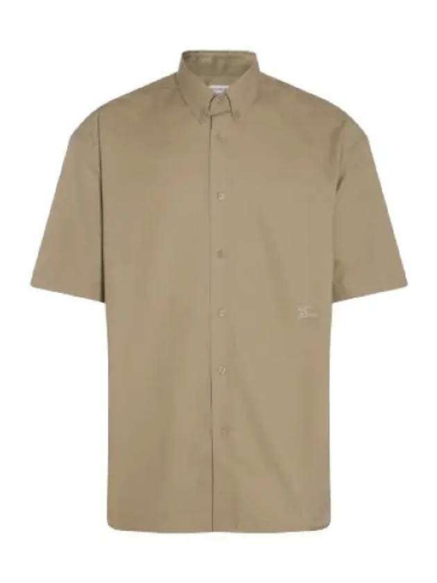 Cotton Oxford Short Sleeve Shirt Green - BURBERRY - BALAAN 2