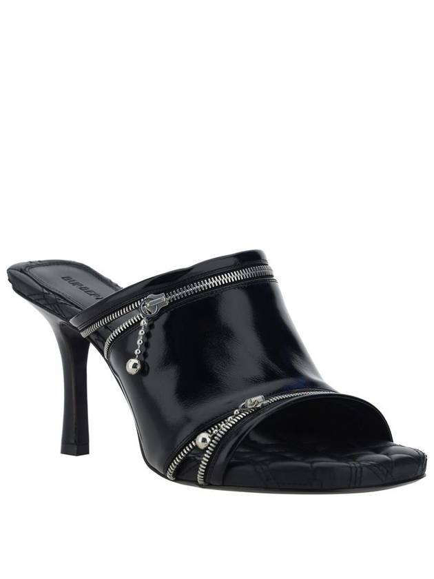 Peep Stiletto Heel Leather Mule Black - BURBERRY - BALAAN 3