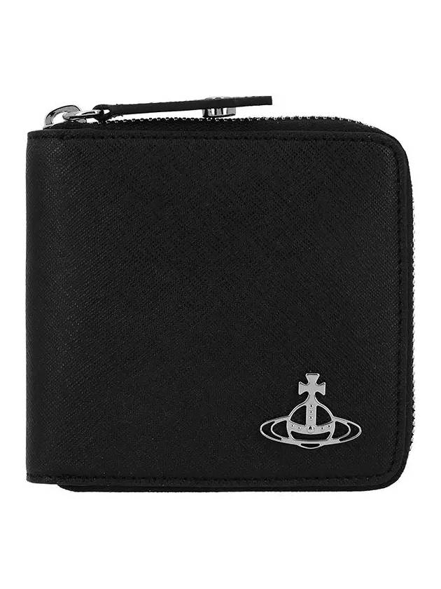 Logo Zip Around Square Half Wallet Black - VIVIENNE WESTWOOD - BALAAN 3